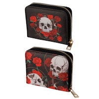 Skulls and Roses - liten plånbok med dragkedja