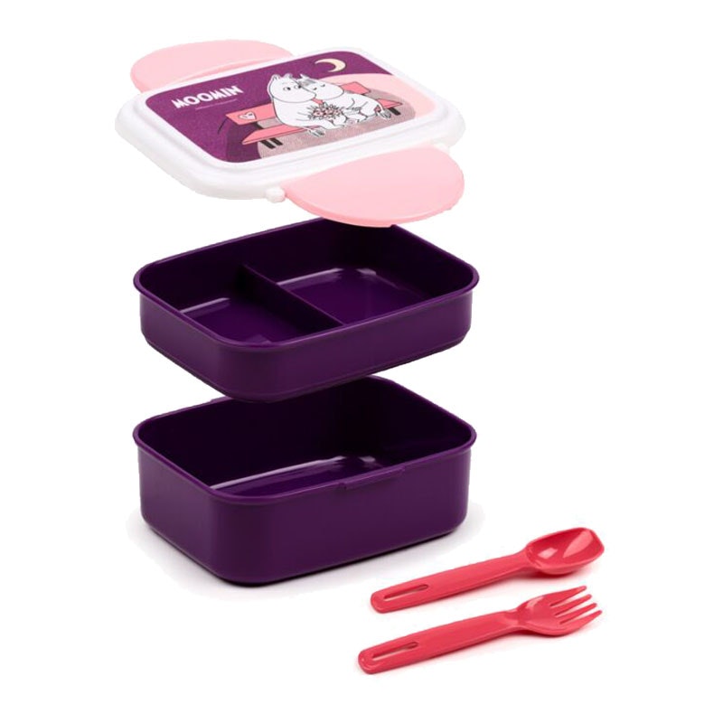 Lila/Rosa Bento lunchlåda med Mumin och Snorkfröken