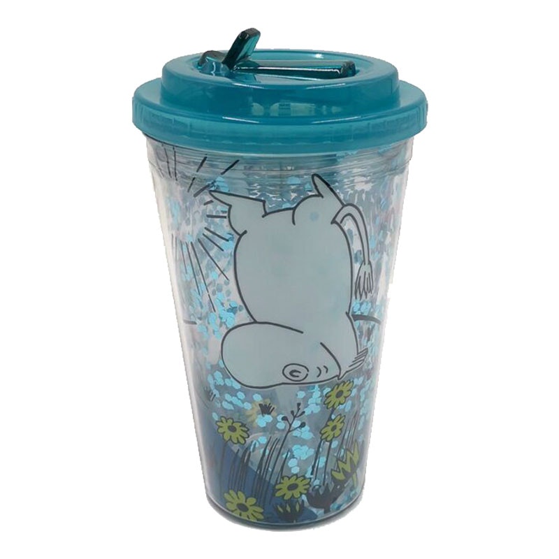 Mumin - Dubbelväggig mugg med lock och sugrör