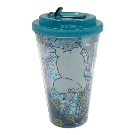 Mumin - Dubbelväggig mugg med lock och sugrör