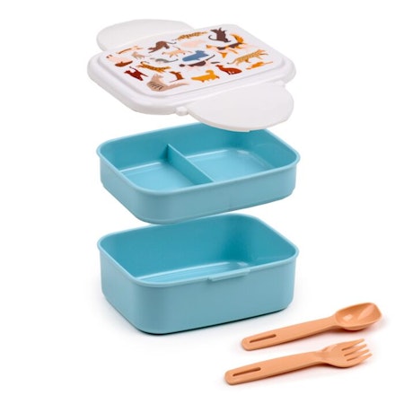 Feline Fine Katter - Bento stapelbar lunchlåda med bestick