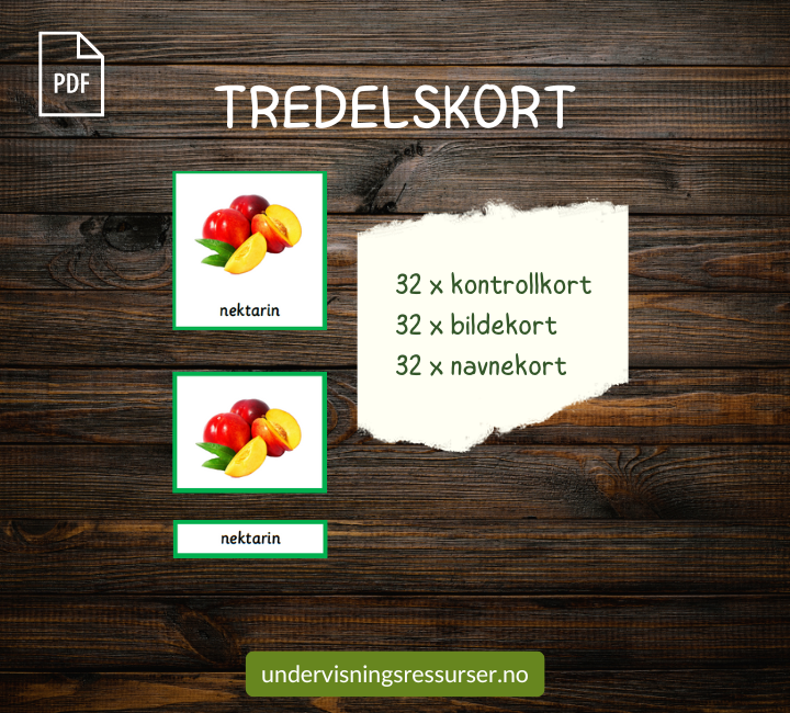 PDF Frukt - Bildekort norsk & engelsk - Tredelskort