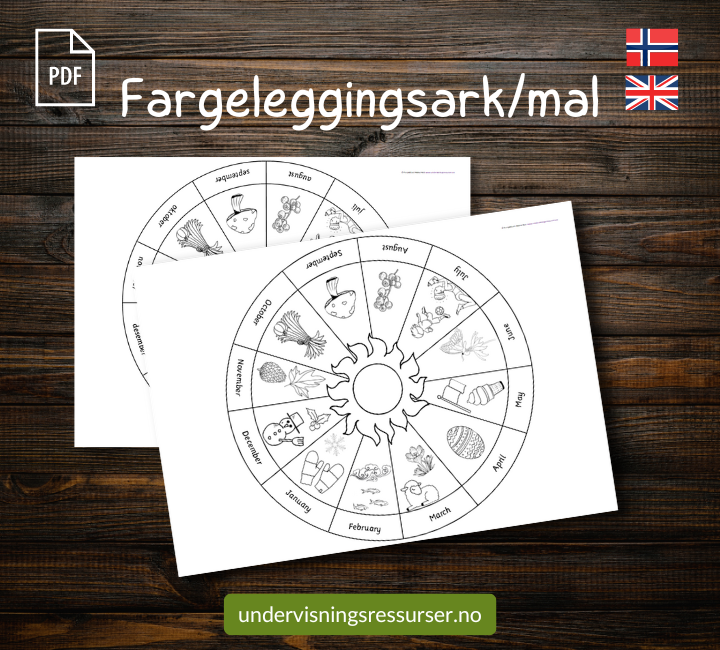 PDF Årshjul - fargeleggingsark - norsk + engelsk