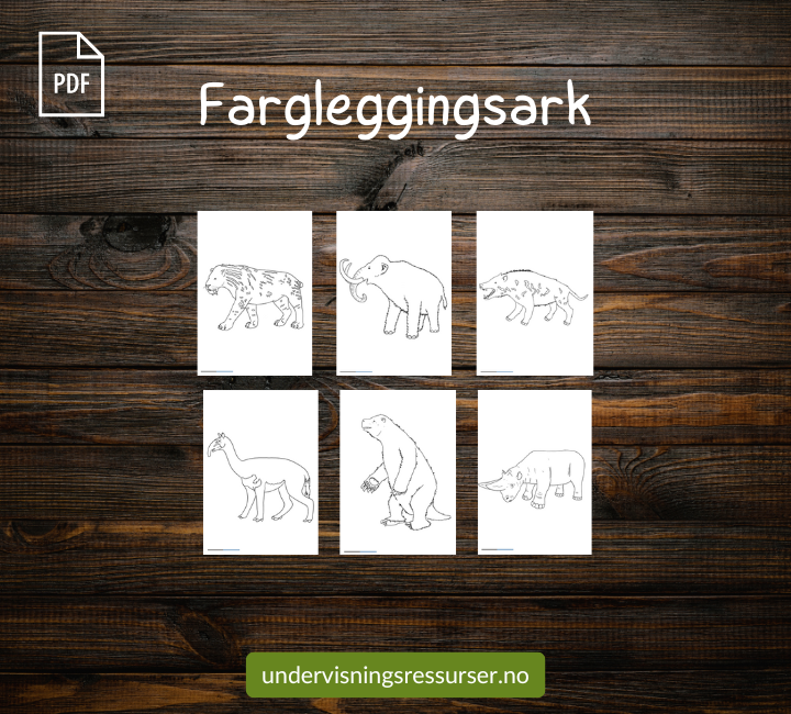PDF Forhistoriske dyr, istidsdyr - Flashcards, arbeidsark & fargeleggingsark