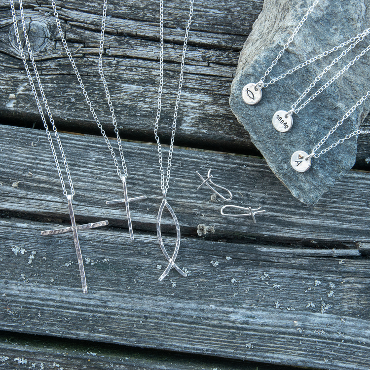 Halsband Ichthys Fisk Återvunnet Silver