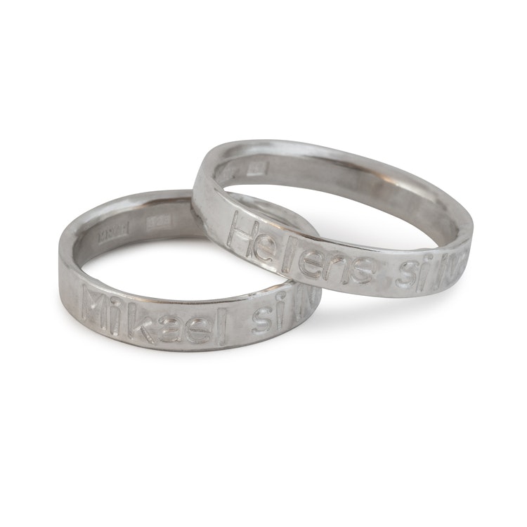 Ring 4,5 mm med Egen Text eller Namn i Återvunnet Silver - MNOP Jewelry -  Handgjorda Smycken i Återvunnet Silver och Guld