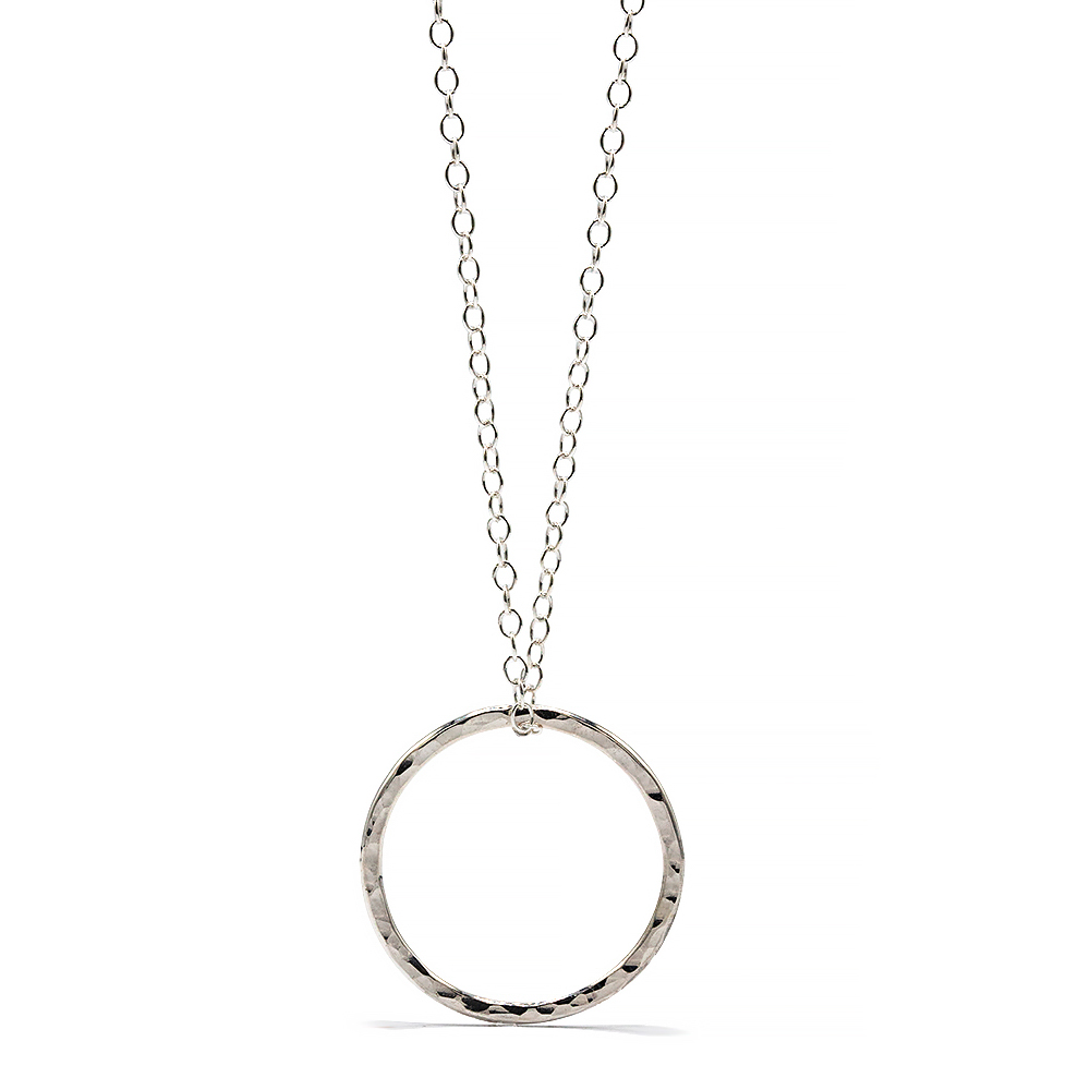Omlopp - Långt Halsband med Cirkel i Återvunnet Silver