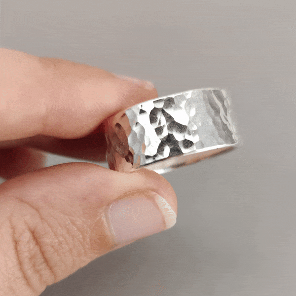 Ring 10mm Hamrad Återvunnet Silver