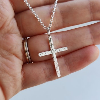 Halsband Kors med Bibelord Återvunnet Silver
