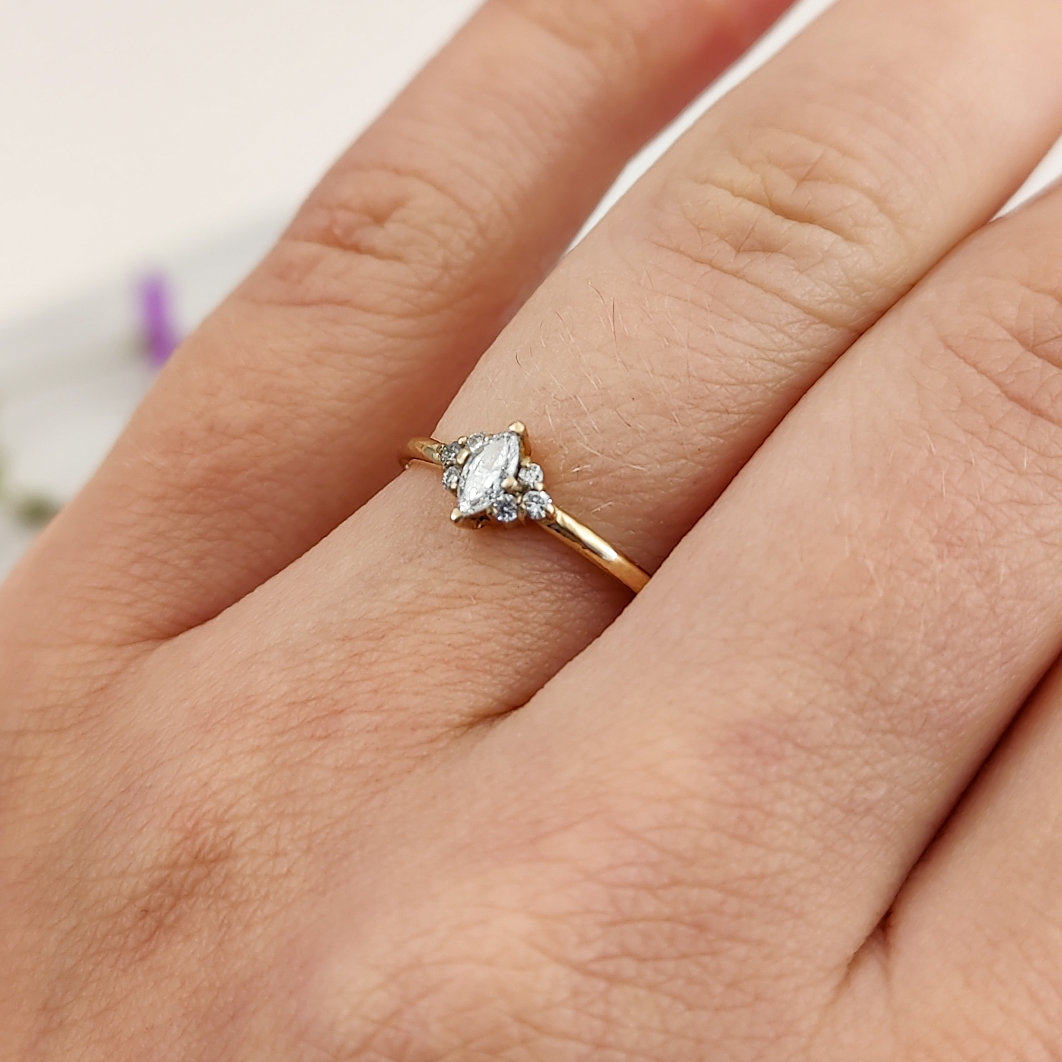 Viola - Ring 18k rödguld Marquise Diamant