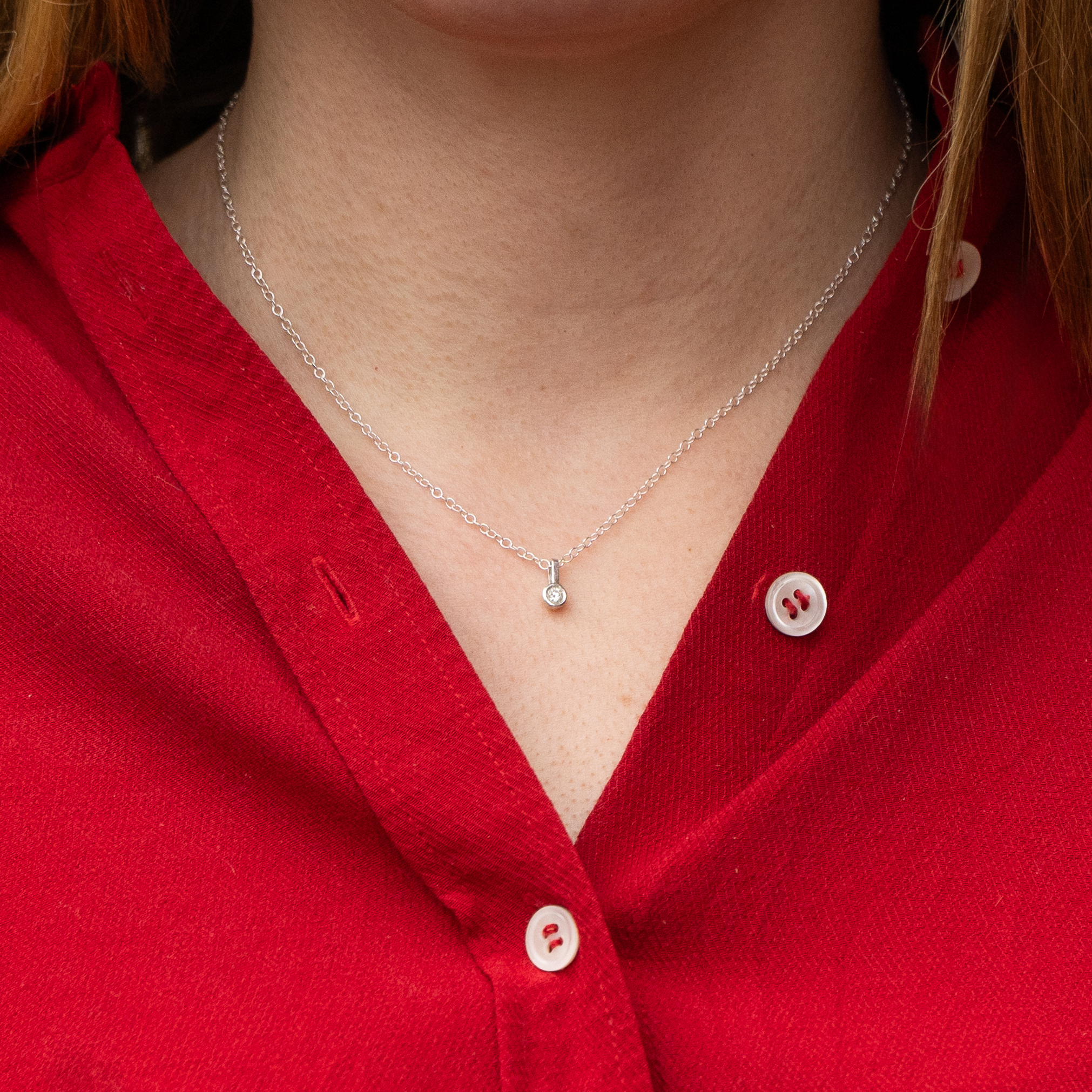 Diamant Berlock - Halsband i Återvunnet Silver