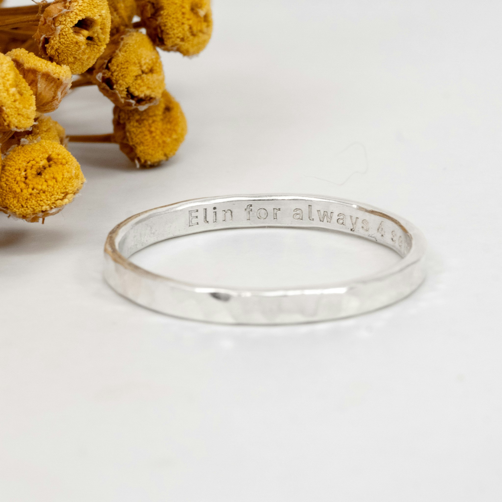Ring Hamrad 2,5 mm Återvunnet Silver