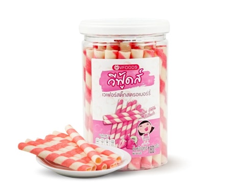 V-foods strawberry cream waffer sticks 180 g