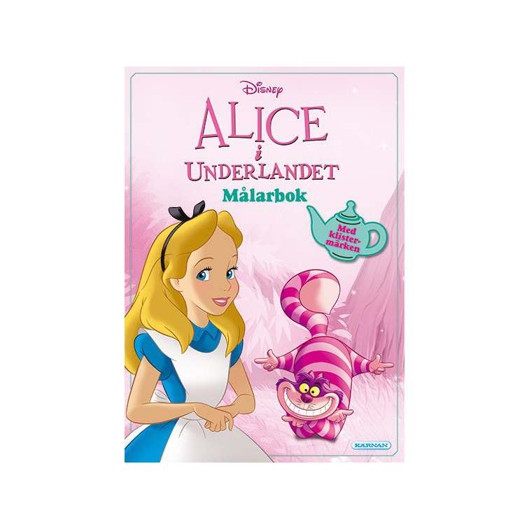 rosa målarbok med fina motiv från Disneyfilmen Alice i Underlandet. Det medföljer även klistermärken med motiv från filmen i målarboken. Boken har totalt 32 sidor.