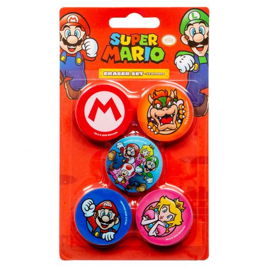 5 stycken coola och färglada suddgummin från Super Mario