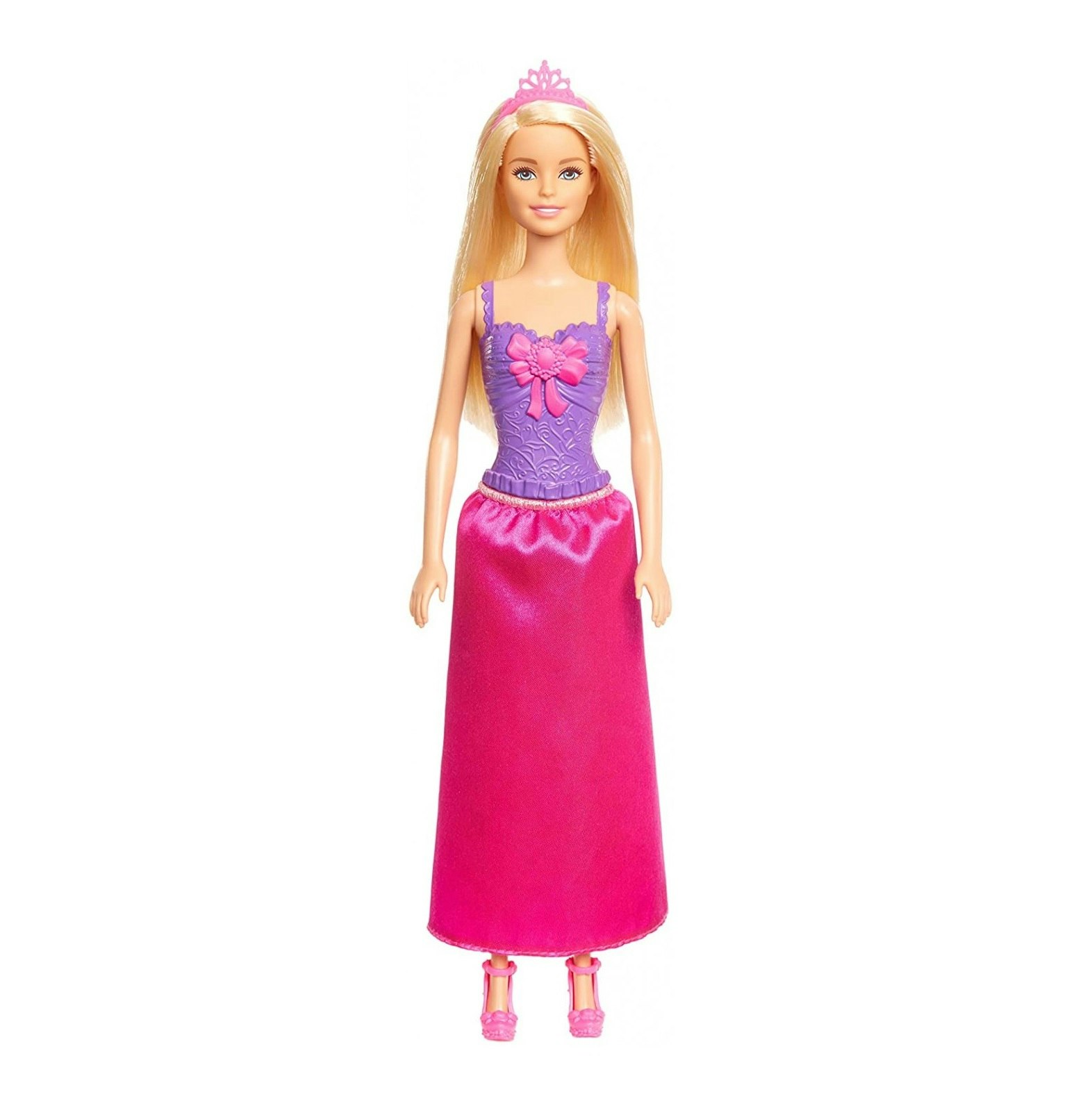 Barbie docka men lång klänning, tiara och skor