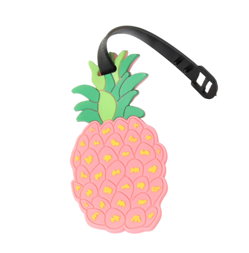 Babagetagg i form av en ananas för resväskan eller ryggsäcken, där man kan skriva namn, adress och telefonnnummer.