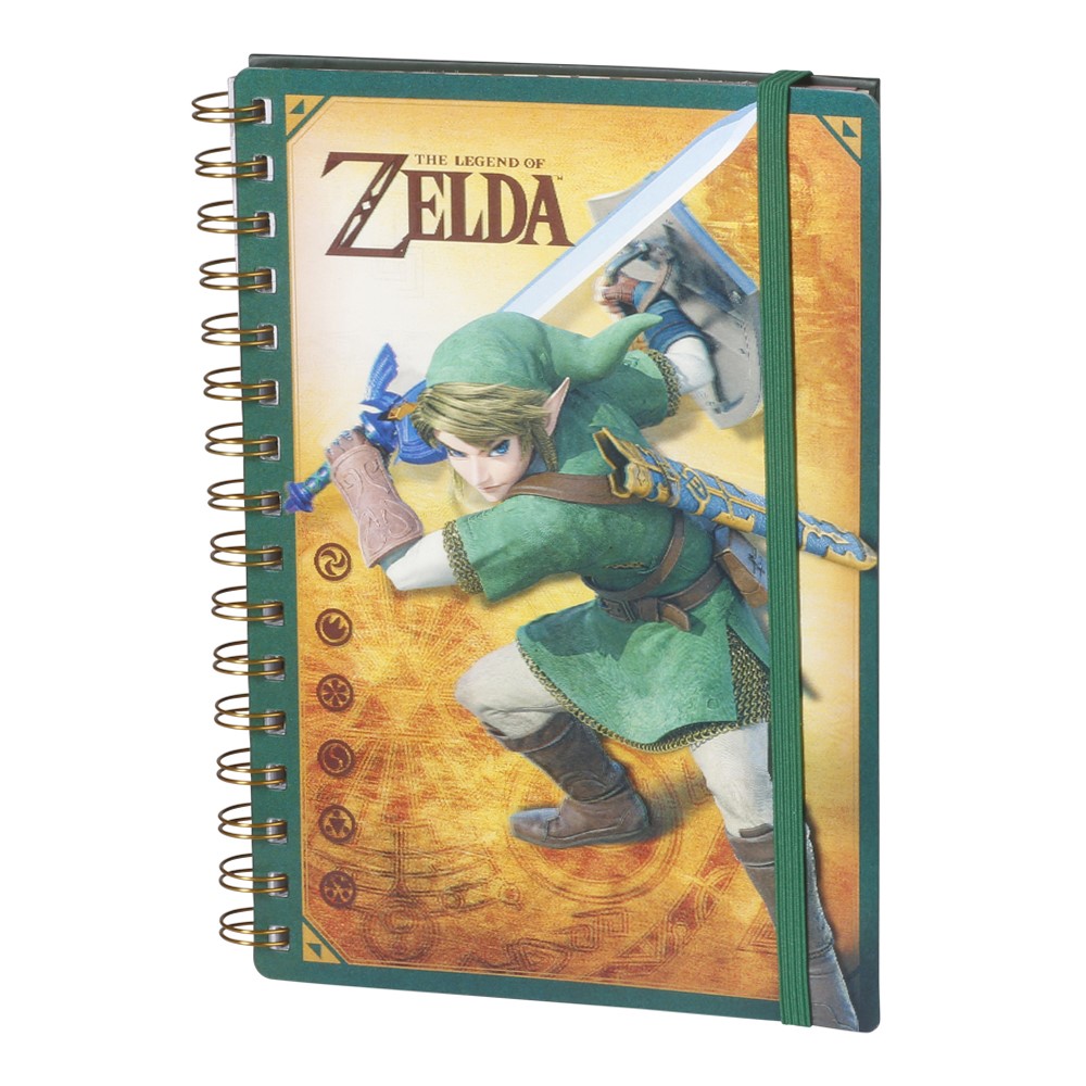 Zelda är från ett spel skapat av Nintendo, som handla om en Link som skall rädda Zelda. Boken är grön och bilden på Link som pryder framsidan är i 3D.