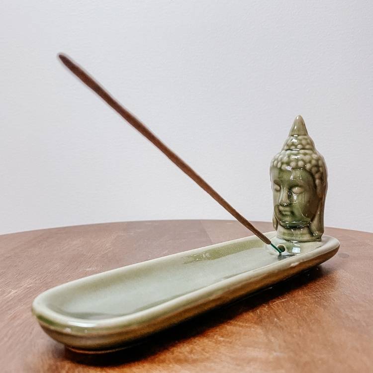 Incense Holder Green Ceramic Buddha
