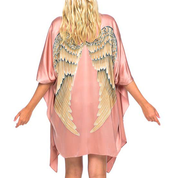 Luxe Silk Kimono Short Musk Caramel Wings - Warriors of the divine