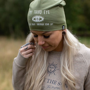 Beanie "My third eye can see..." green - Soul Factory