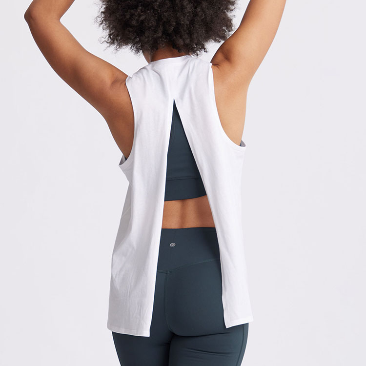 Yoga Sweater Open Back Tie Top White - Dharma Bums