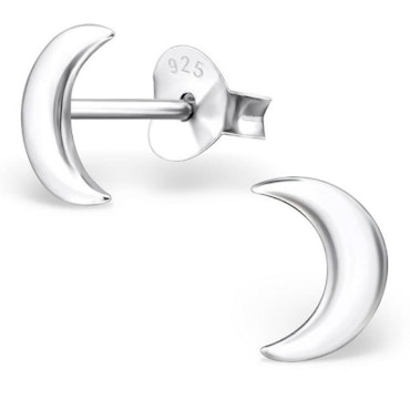 Earrings Moon silver studs - Nouelle