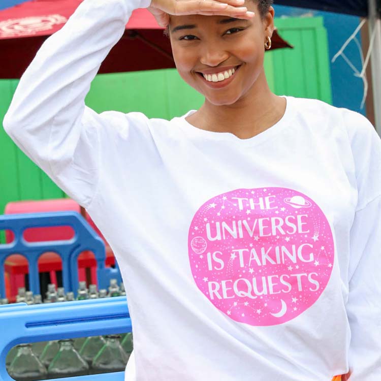 T-shirt Long Sleeve unisex  ''The Universe is taking requests'' - SuperLove Tees