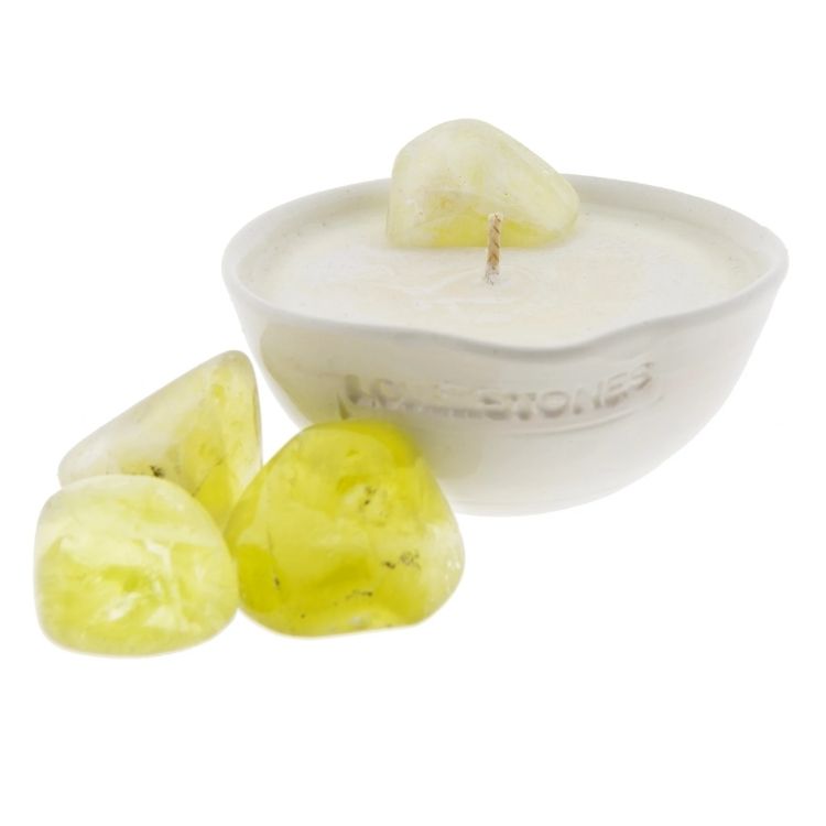 Crystal candle mini ABUNDANCE white 160 ml - Love & Stones