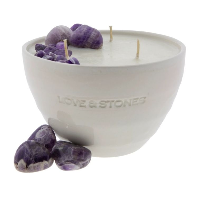 Crystal candle karma medium PROTECTION white 800 ml - Love & Stones