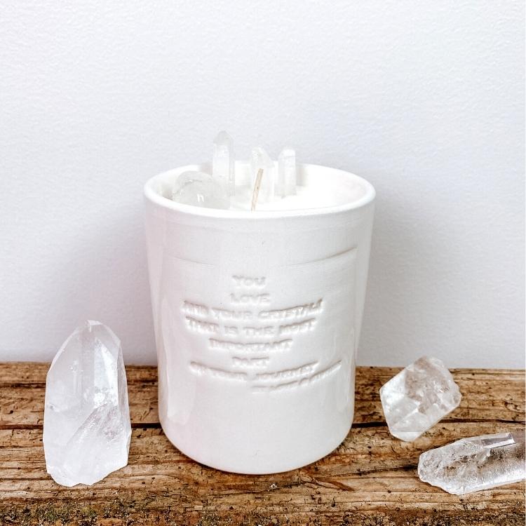 Crystal candle small CLARITY white 300 ml - Love & Stones