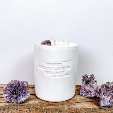 Crystal candle small CALMING white 300 ml - Love & Stones