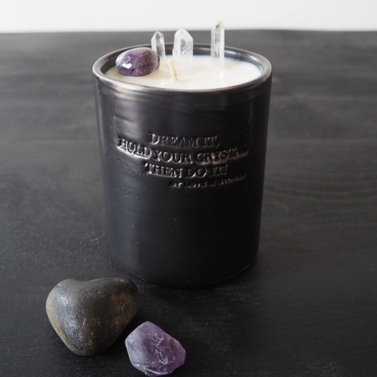 Crystal candle small CALMING black 300 ml - Love & Stones