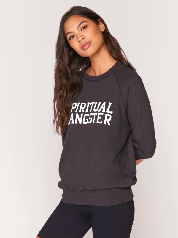 Sweatshirt Varisity Old School Sweatshirt Vintage Black - Spiritual Gangster