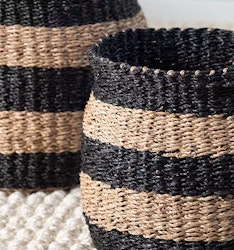 Prisa stripe korg M, sjögräs natur/svart