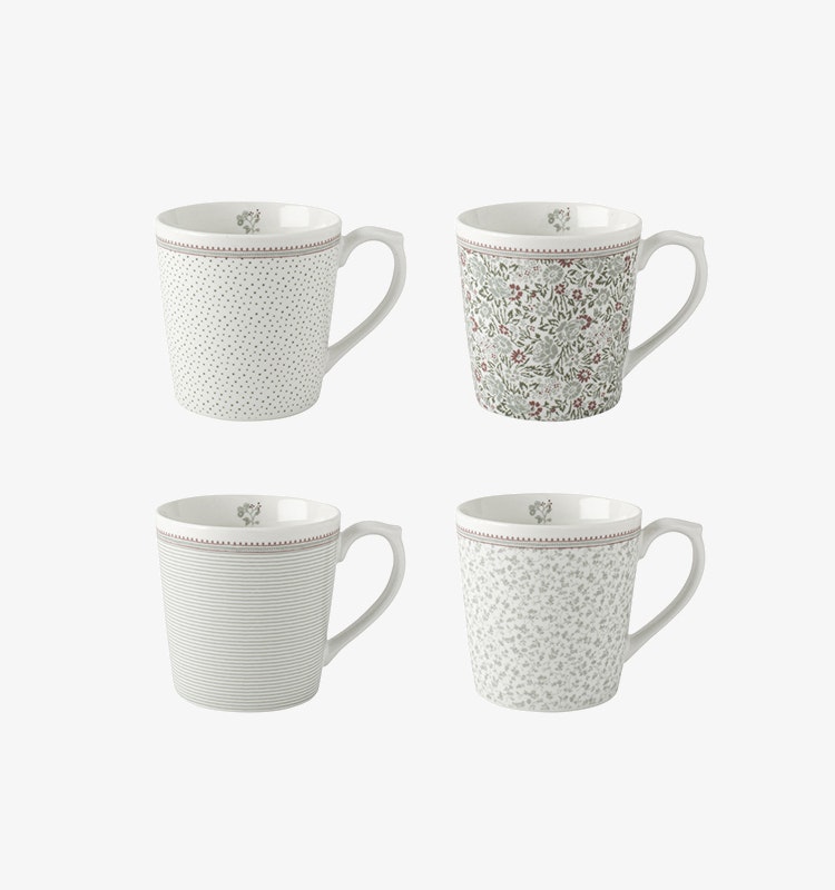 Laura Ashley Wild Clematris mugg 4 set mix i presentförpackning