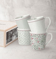 Laura Ashley Wild Clematris mugg 4 set mix i presentförpackning