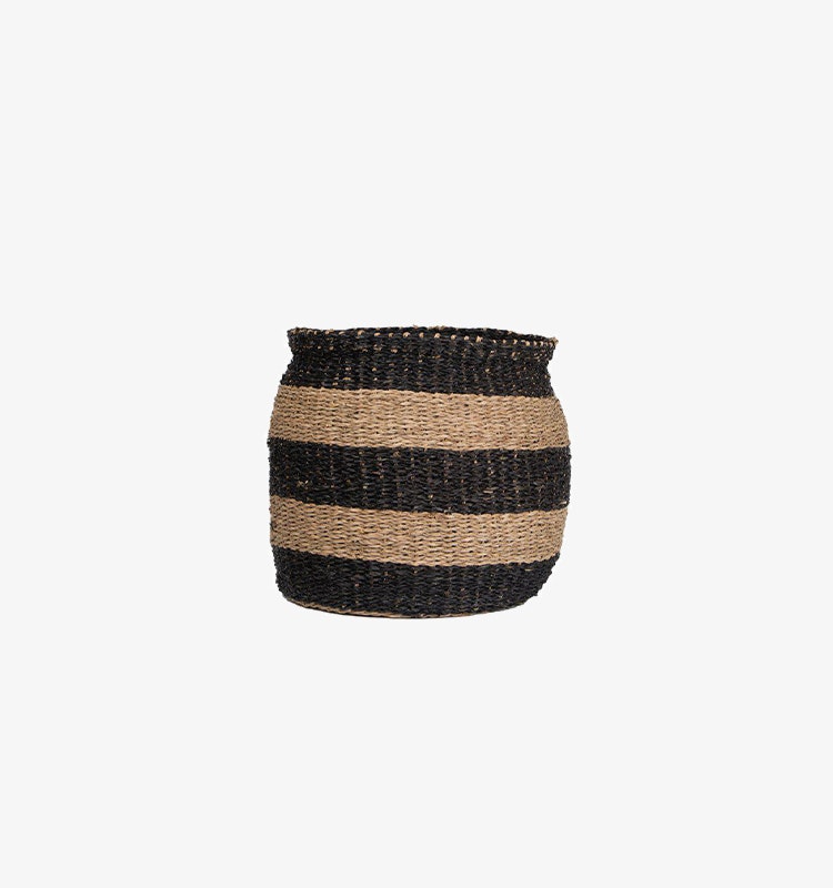 Prisa stripe korg S, sjögräs natur/svart