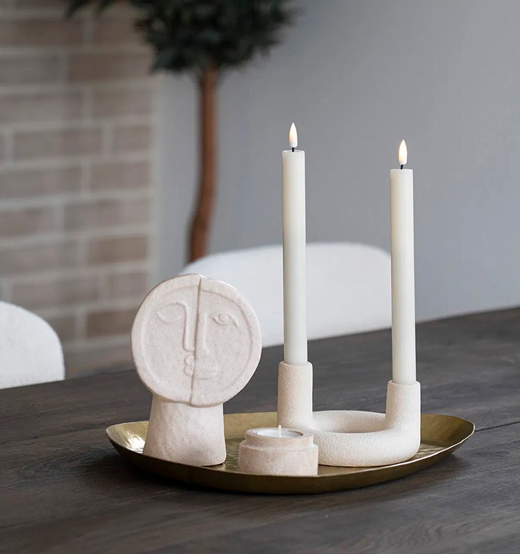 Ljushållare Cirkel keramik Beige