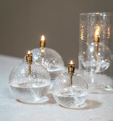 Oljelampa Rund Hamrat glas Brass  11cm