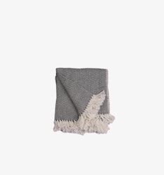 Ekel fiskben pläd, återv bomull sv/off-white