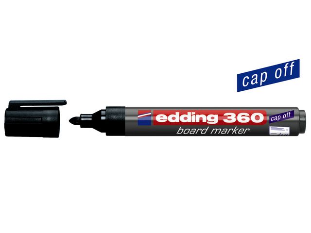 Whiteboardpenna EDDING 360 svart rund spets - 10st