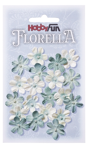 Fiorella 2 cm blommor i blå  nyanser
