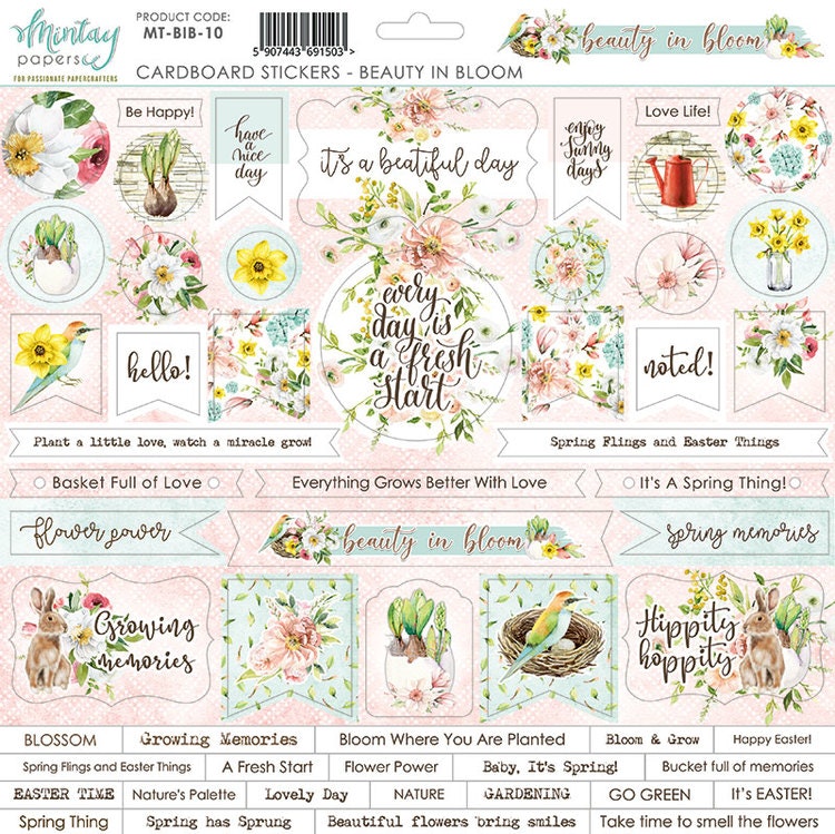 Chipboard stickers Beauty in Bloom 12x12