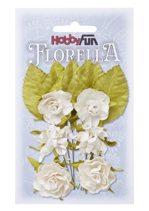 Fiorella blommor med blad  vit