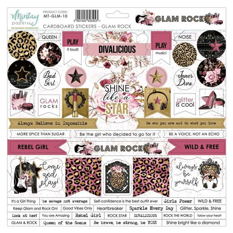 Chipboard stickers Glam Rock 12x12