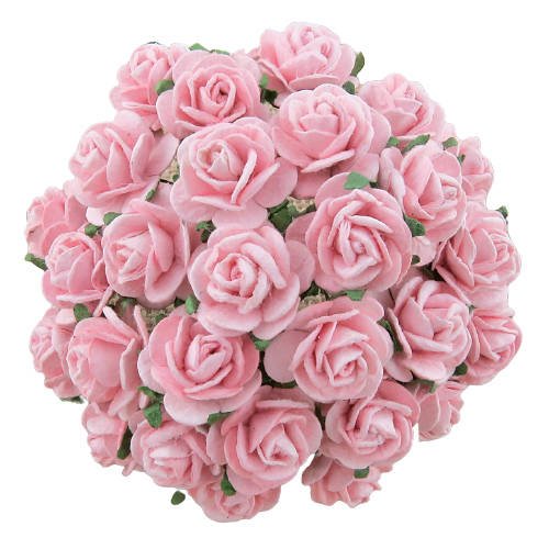 Soft Pink mullberry paper roses 10 st/1 cm