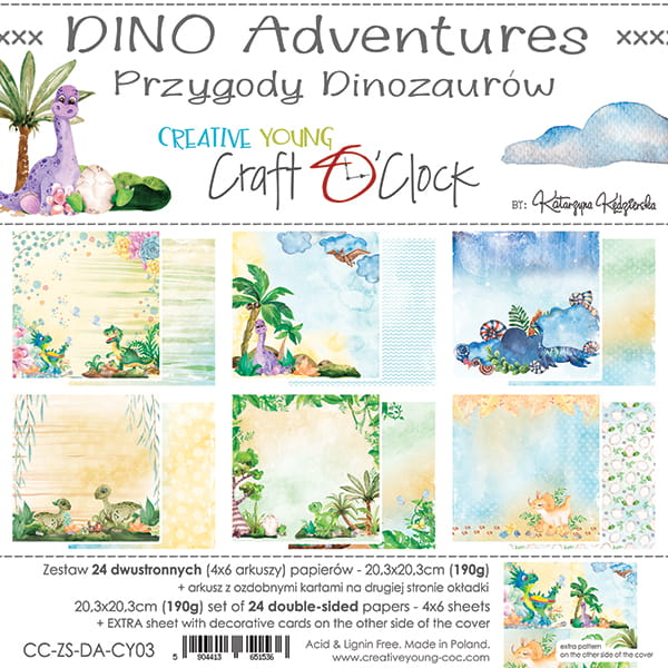 DINO ADVENTURES - A SET OF PAPERS 20,3X20,3CM