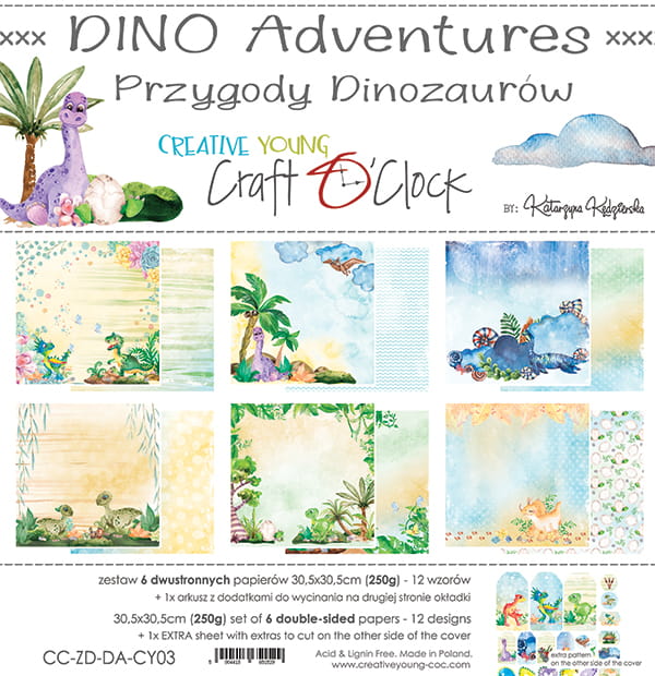 DINO ADVENTURES - A SET OF PAPERS 30,5X30,5CM