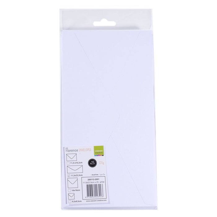 Envelopes 25pcs white 11,5x22,5cm